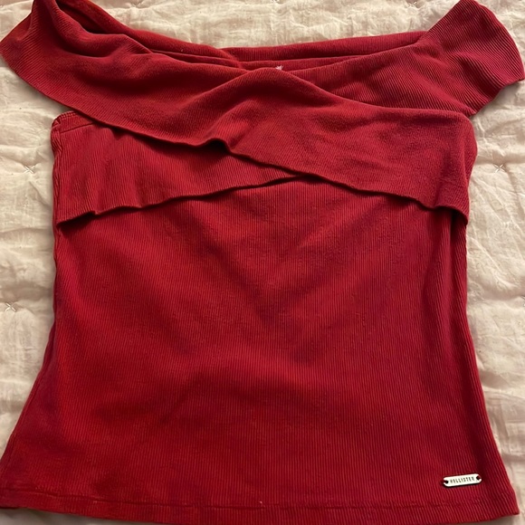Hollister Tops - Hollister Red Off the Shoulder Ribbed Top